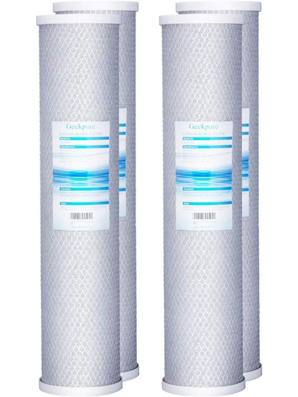20" Whole House Carbon Block Water Filter - 5 Micron, 4.5" x 20" Size, Clean